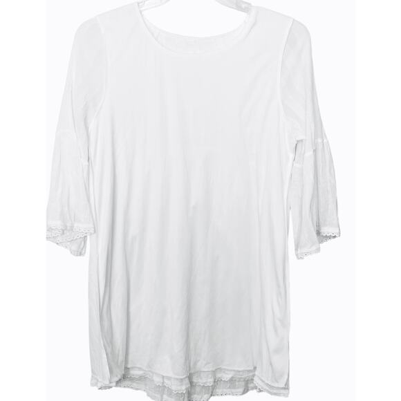 PAISLEY VINE BELL SLV RND NECK MIDI WAIST DRESS, WOMEN, M-WHITE/IVORY, LACE TRIM - Picture 7 of 12